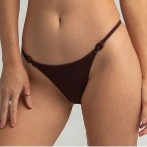 Rhythm. x Free People Ring Itsy Bikini Bottom in Chocolate NEW Size Large